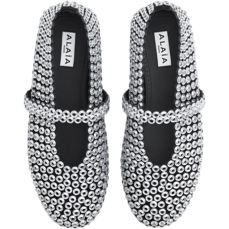Alaïa Suede Glass-Embellished Ballet Flats - Image 3