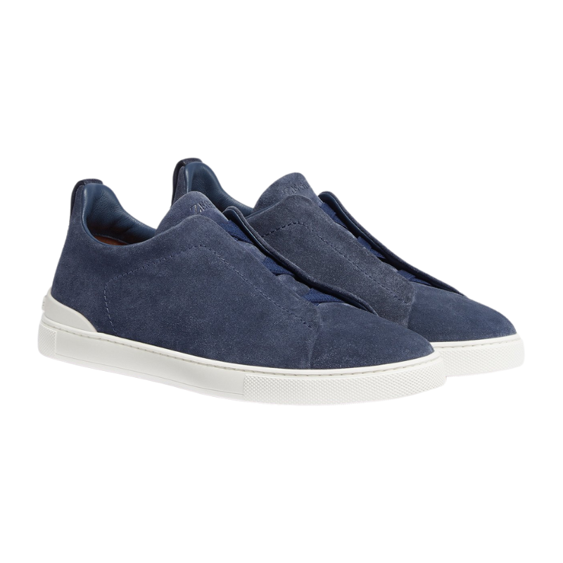 Zegna Grey Mélange Suede Triple Stitch™ Sneakers - Image 2