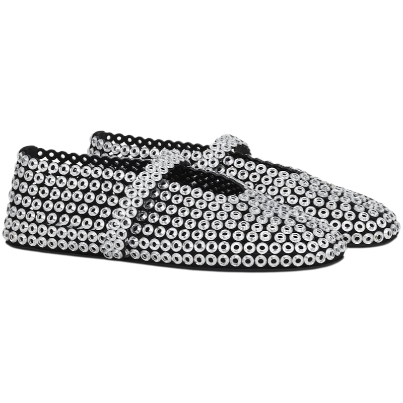 Alaïa Suede Glass-Embellished Ballet Flats - Image 2