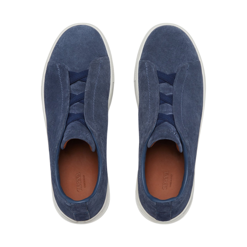 Zegna Grey Mélange Suede Triple Stitch™ Sneakers - Image 3