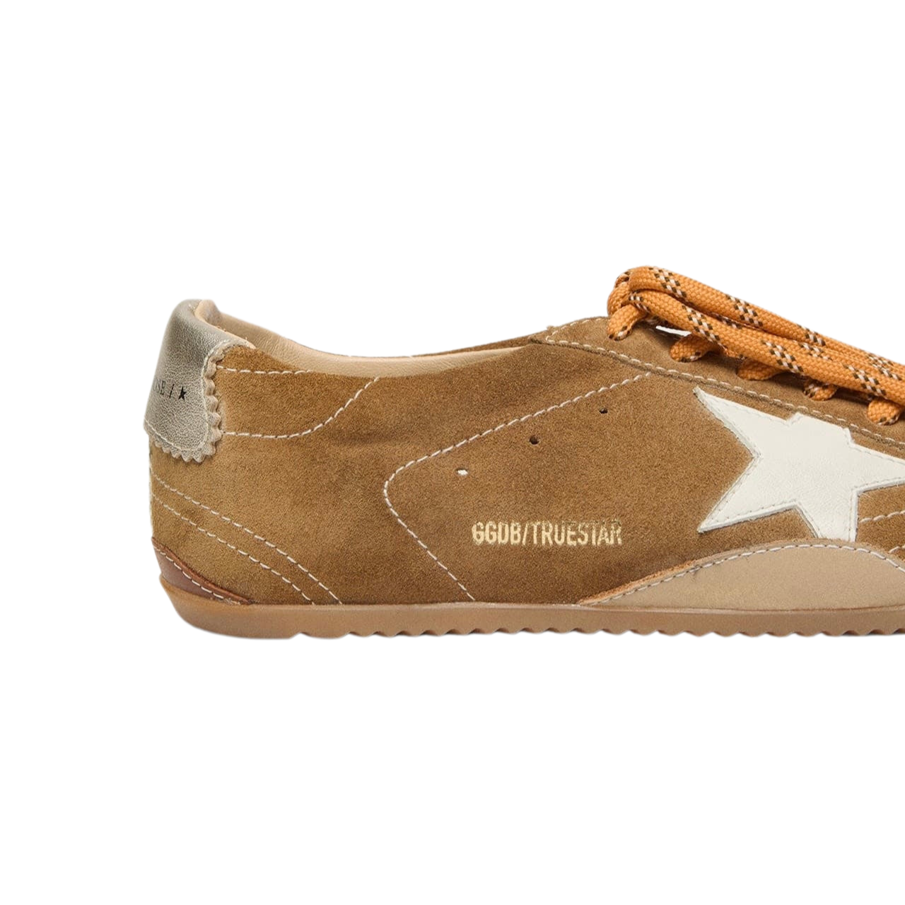 Golden Goose True-Star in tobacco-colored suede with white star and platinum heel tab(Women's) - Image 2
