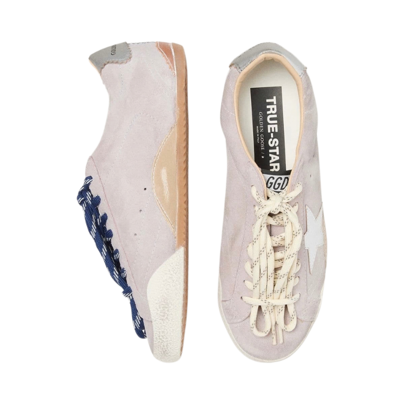 Golden Goos True-Star in pastel pink suede with silver star and heel tab(Women's) - Image 5