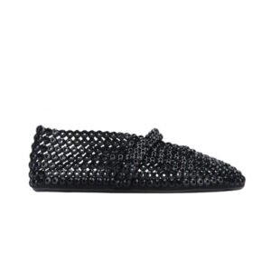 Alaïa Suede Glass-Embellished Ballet Black
